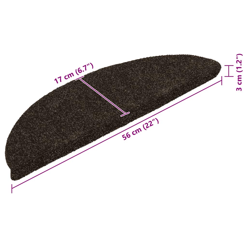 Stufenmatten Selbstklebend 5 Stk. 56x17x3 cm Dunkelbraun Halbrund