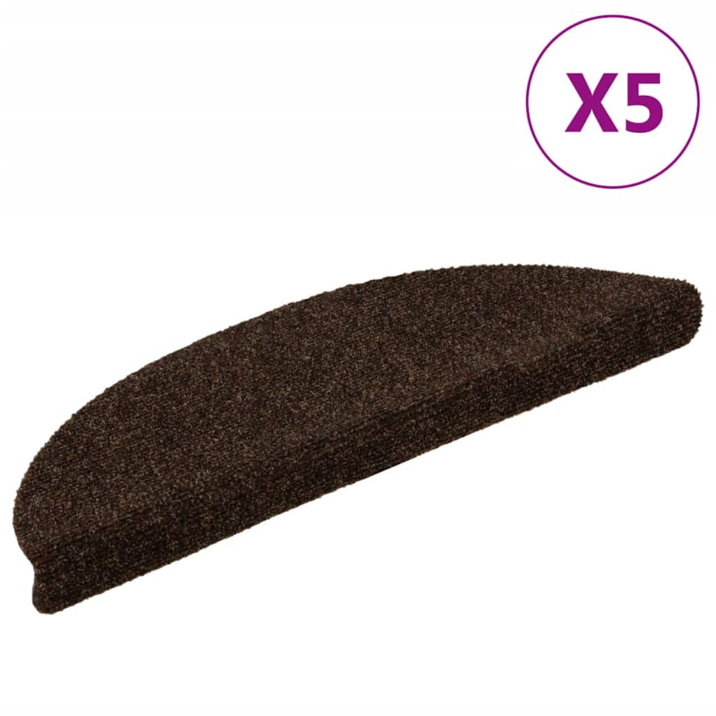 Self-adhesive stair mats 5 pcs. Brown 56x17x3cm needle felt