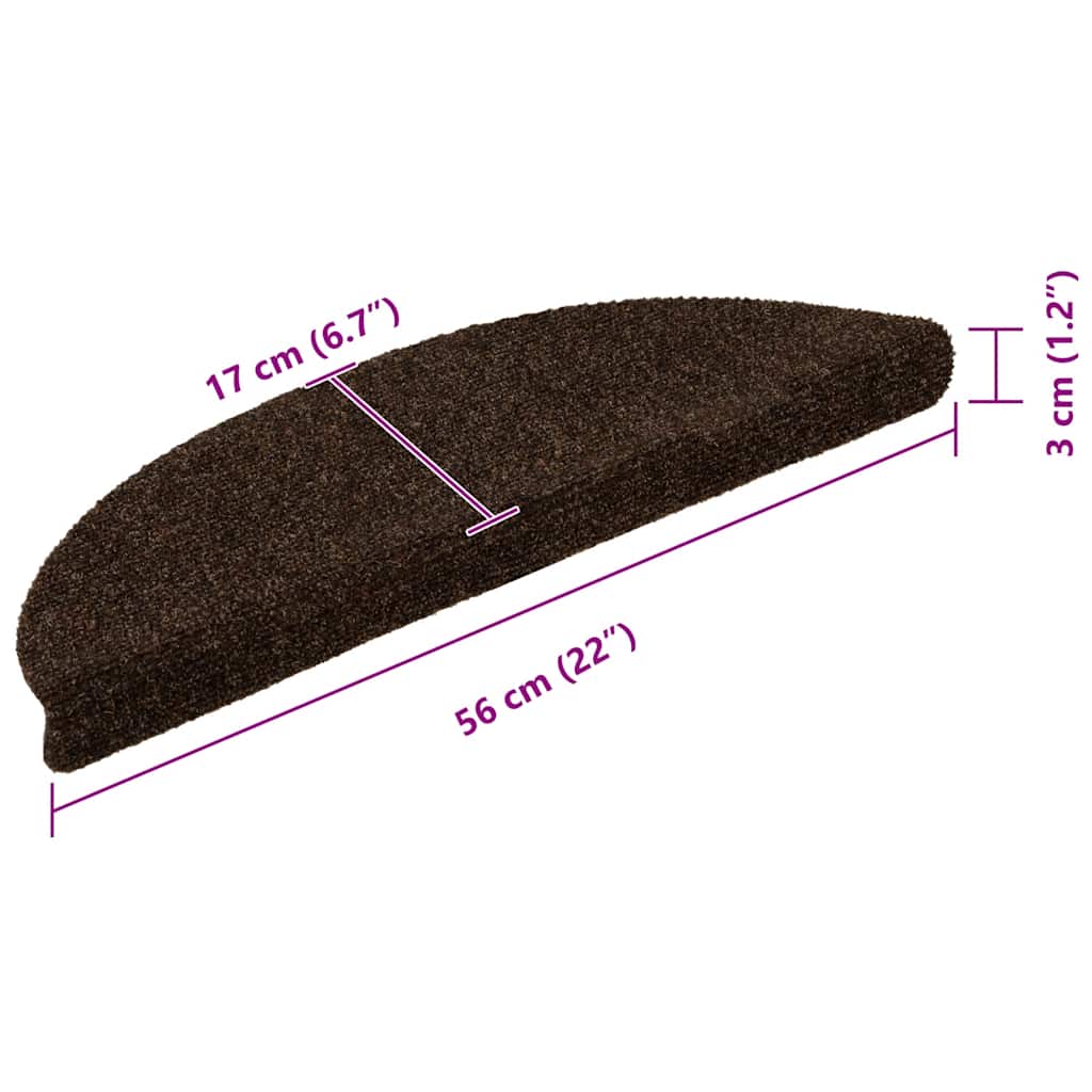 Stufenmatten Selbstklebend 5 Stk. 56x17x3 cm Braun Halbrund