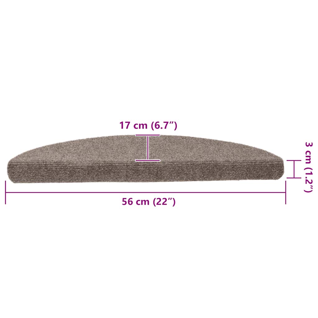 Stufenmatten Selbstklebend 5 Stk. 56x17x3 cm Beige Halbrund