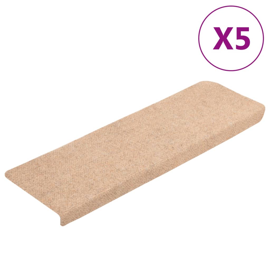 Stair mats 5 pcs. Brown 65x21x4 cm needle felt
