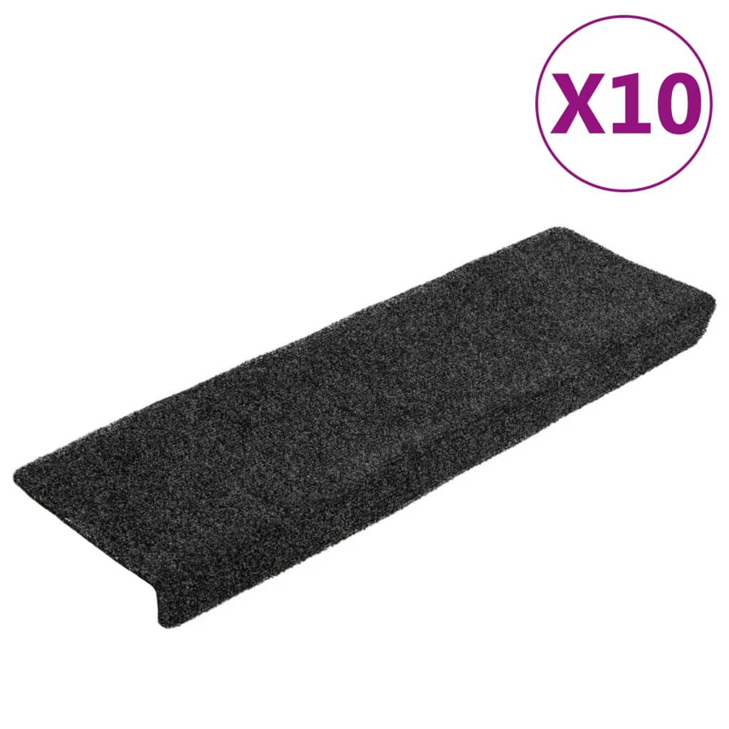 Stair mats 10 pcs. Grey 65x21x4 cm needle felt