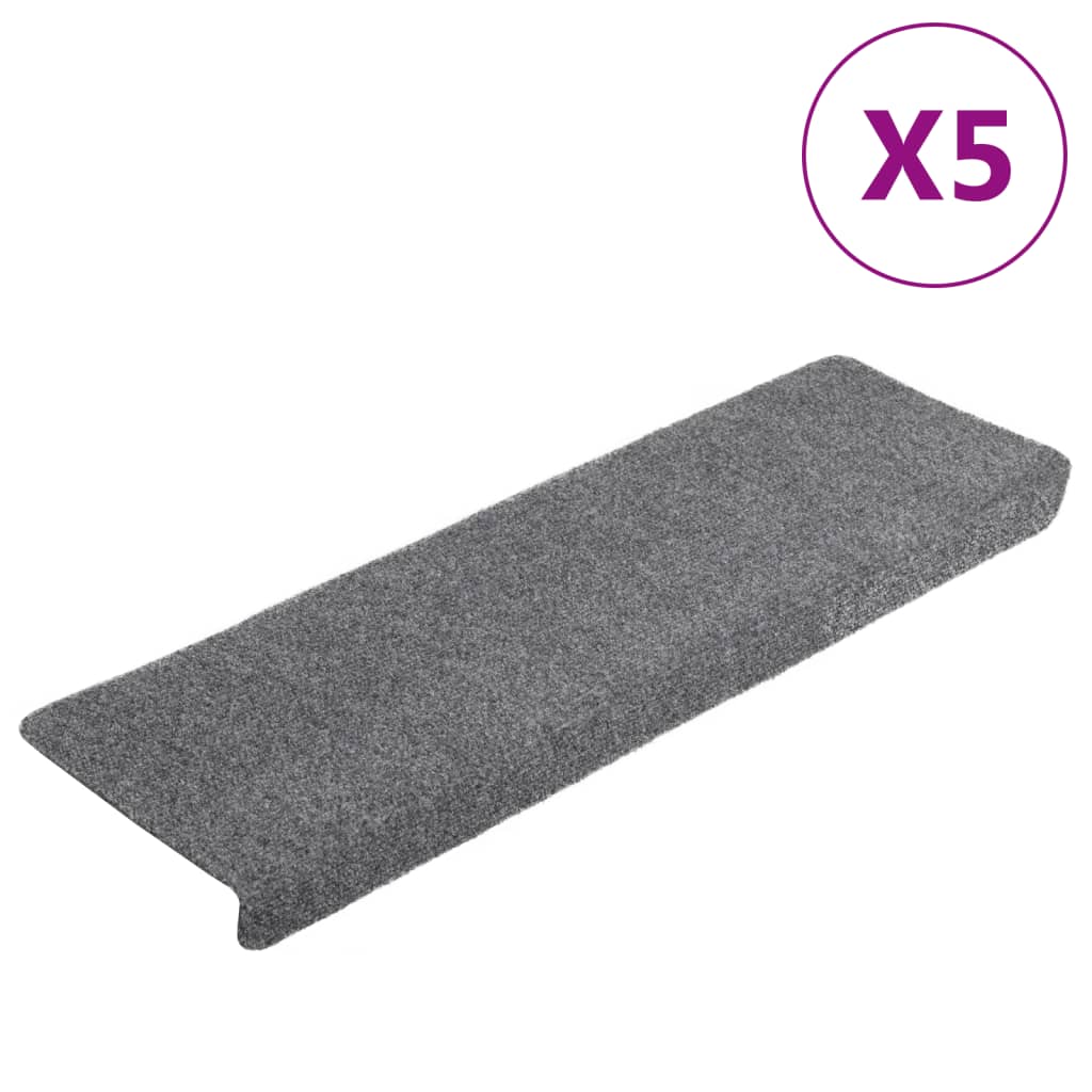 Stair mats 5 pcs. Light grey 65x21x4 cm needle felt