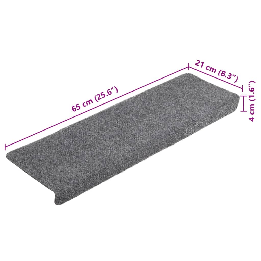 Stair mats 5 pcs. Light grey 65x21x4 cm needle felt