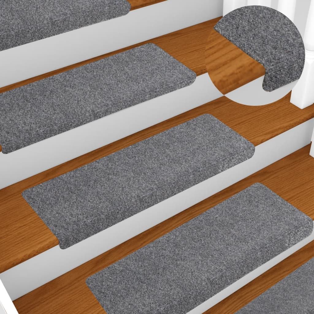 Stair mats 5 pcs. Light grey 65x21x4 cm needle felt