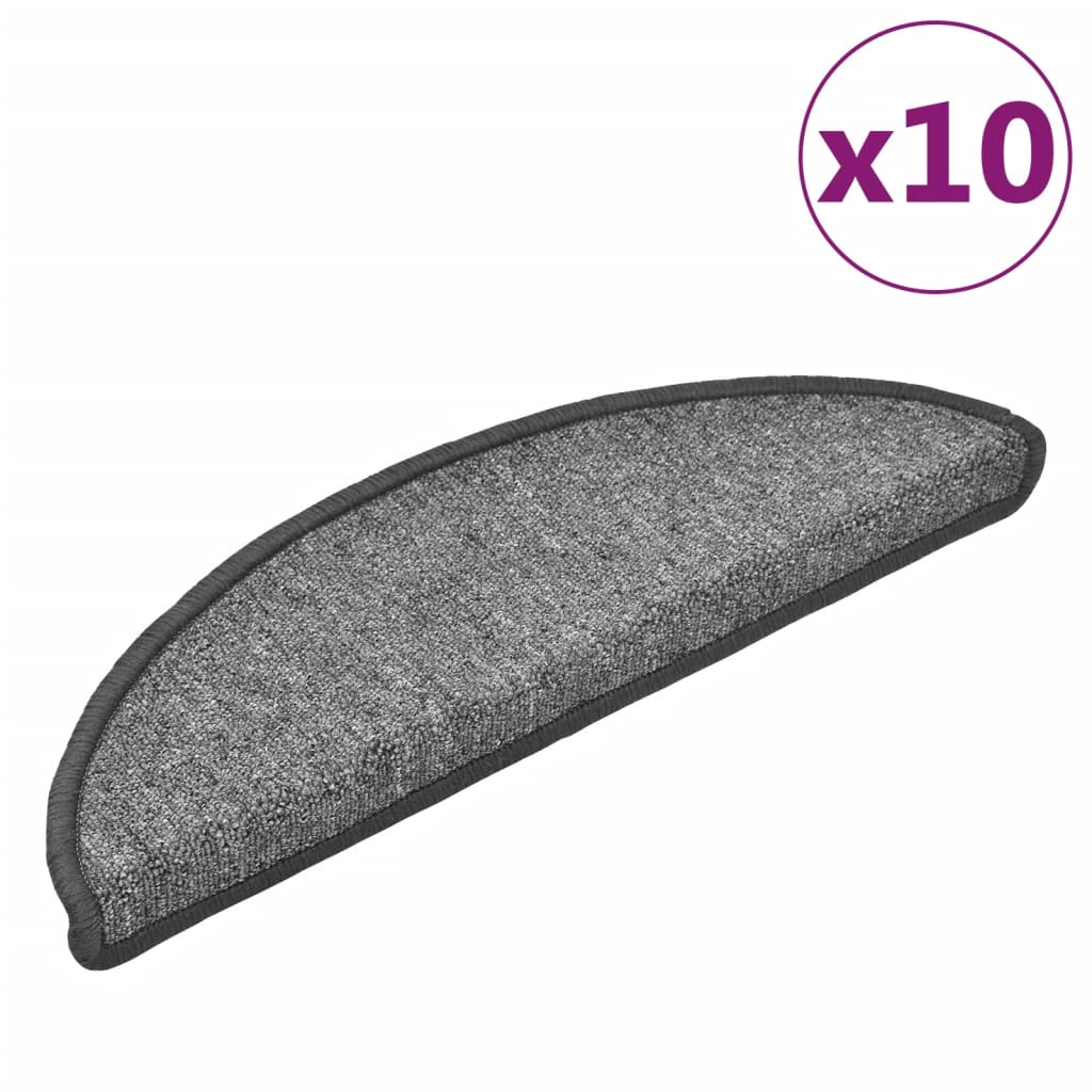 Stair mats 10 pcs. 56x17x3 cm dark grey