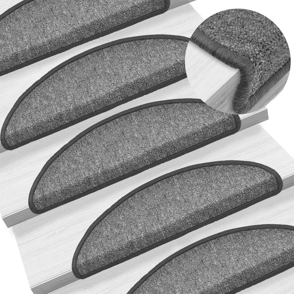 Stair mats 10 pcs. 56x17x3 cm dark grey