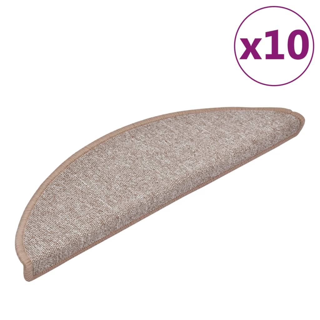 Stair mats 10 pcs. 56x17x3 cm light brown