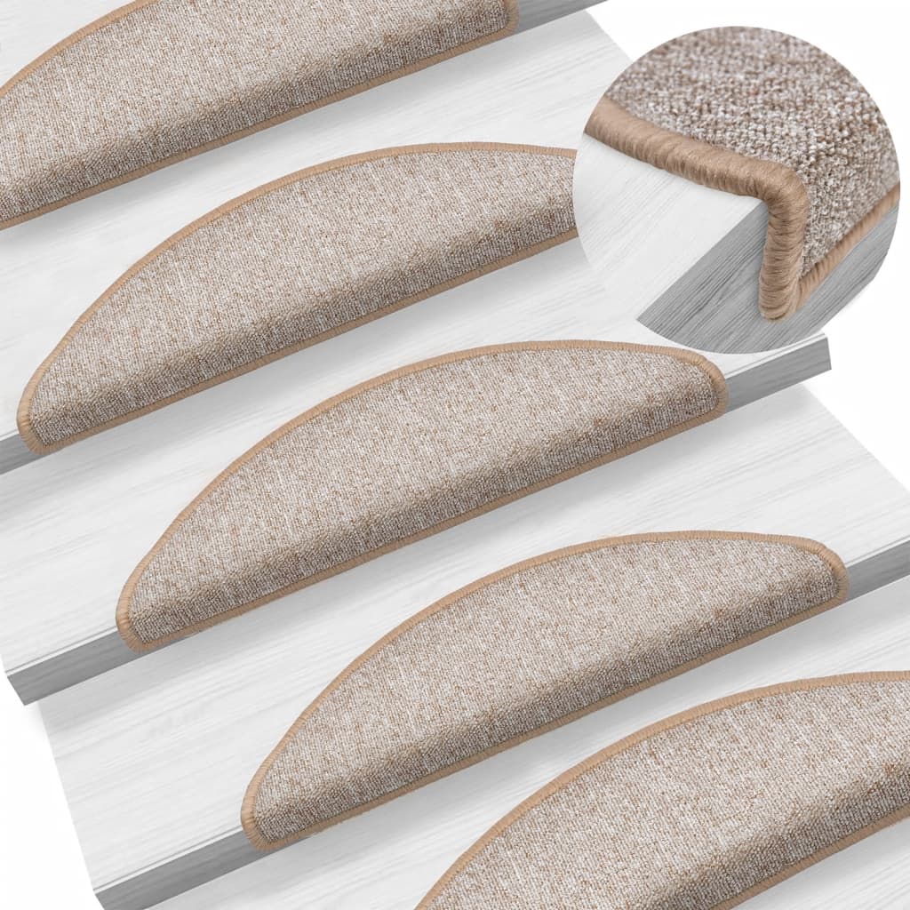 Stair mats 10 pcs. 56x17x3 cm light brown