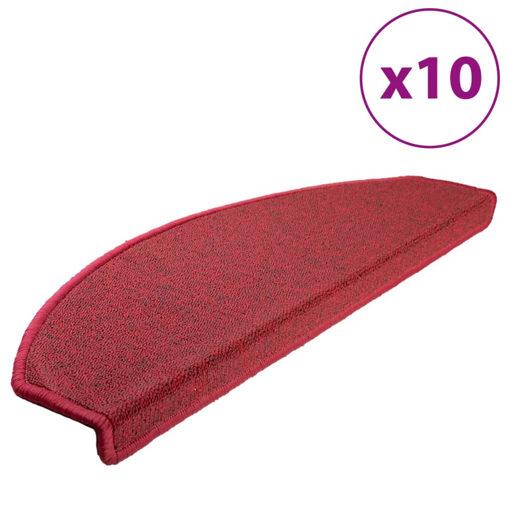 Stair mats 10 pieces 65x24x4 cm Bordeaux red