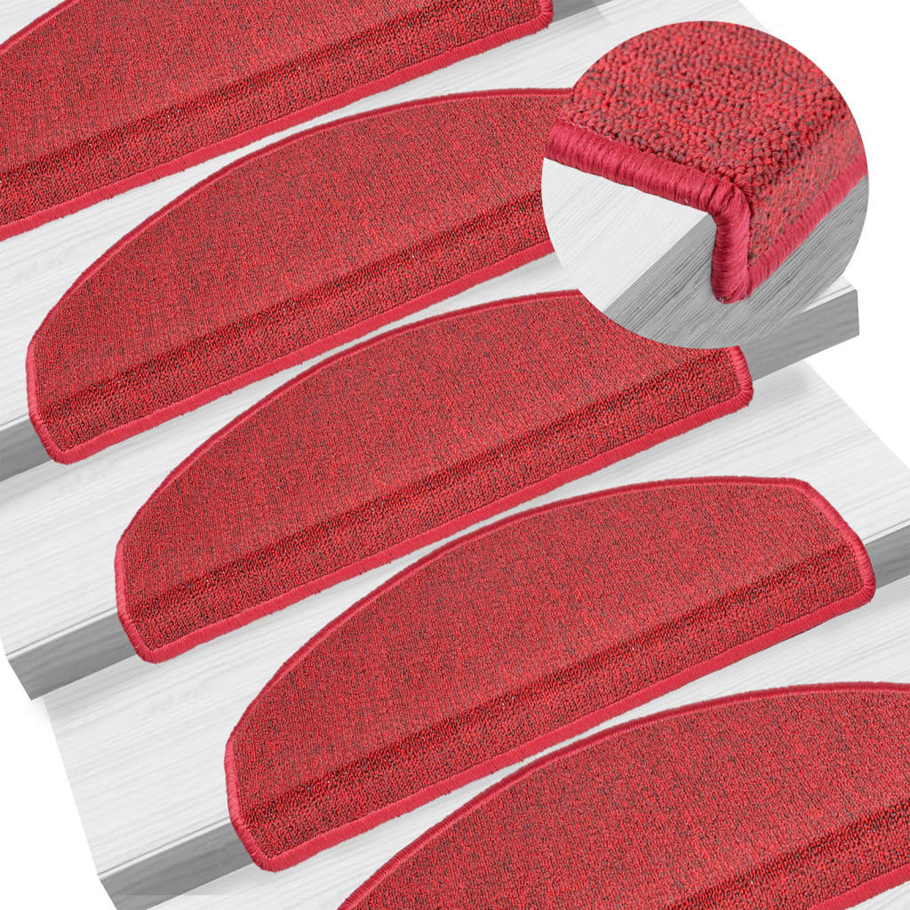 Stair mats 10 pieces 65x24x4 cm Bordeaux red
