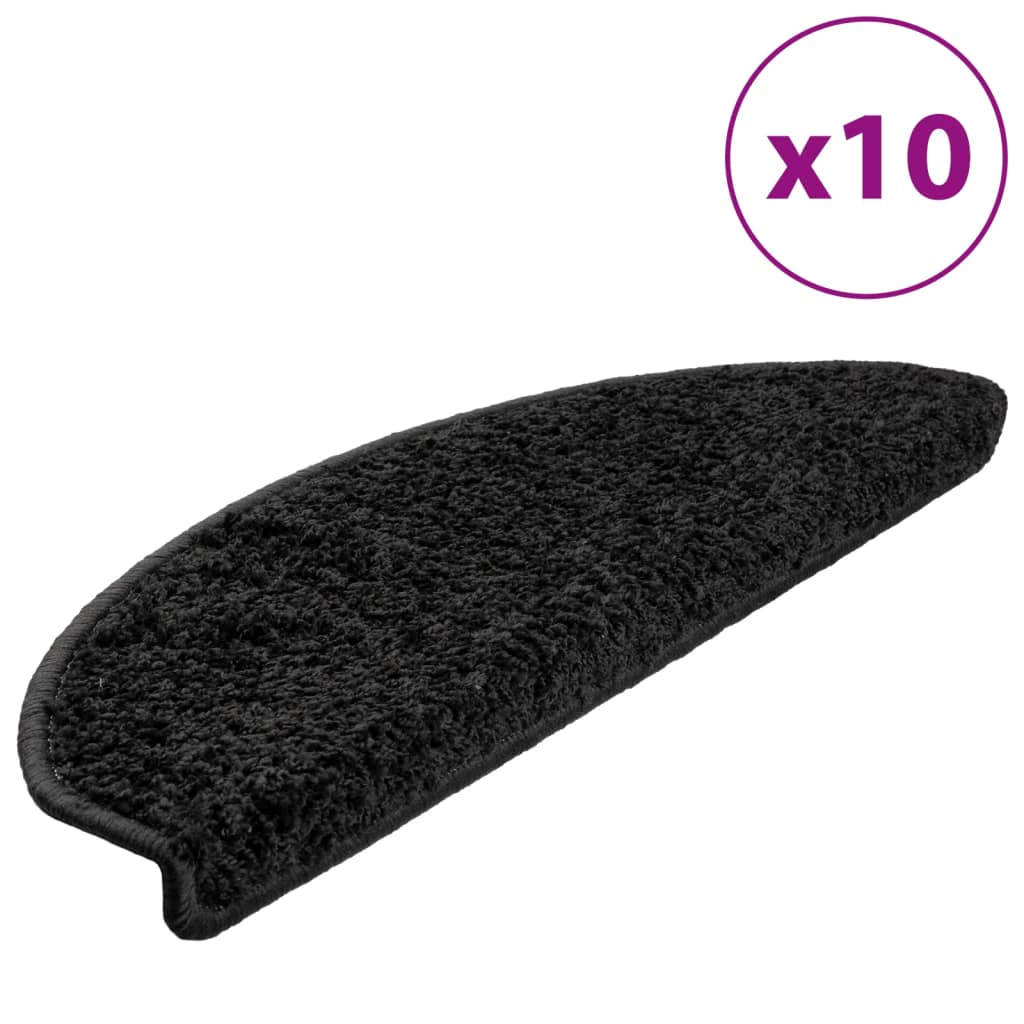 Stair mats 10 pcs. 65x21x4 cm Black