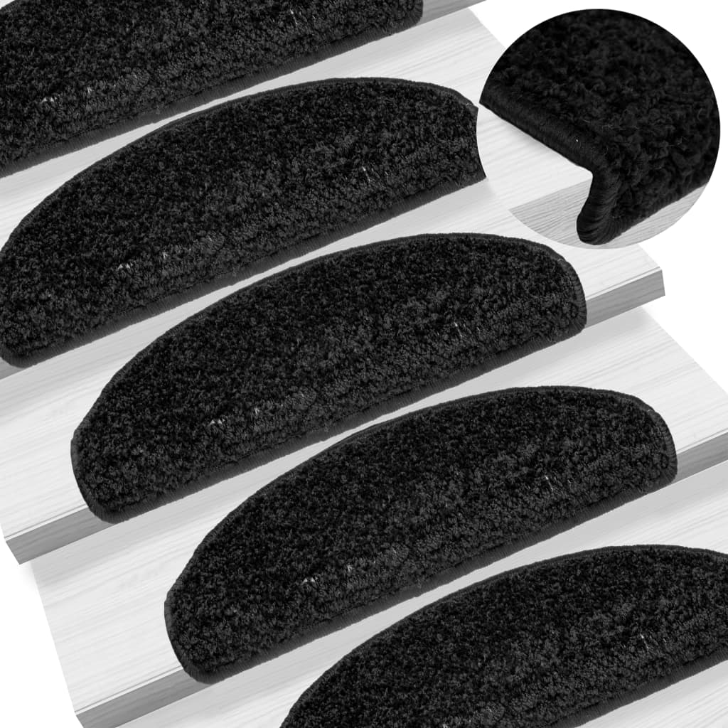 Stair mats 10 pcs. 65x21x4 cm Black