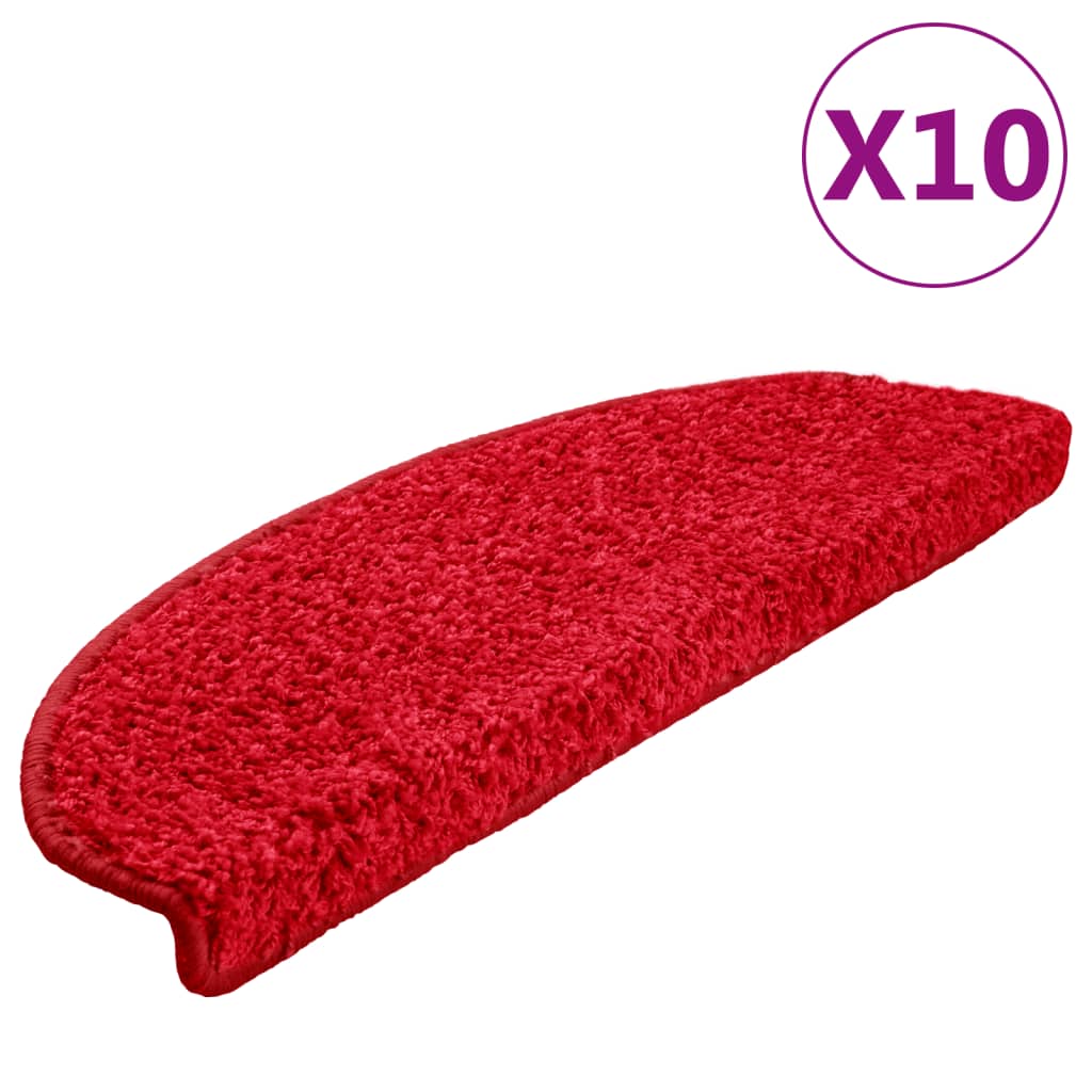 Stair mats 10 pieces 65x21x4 cm red