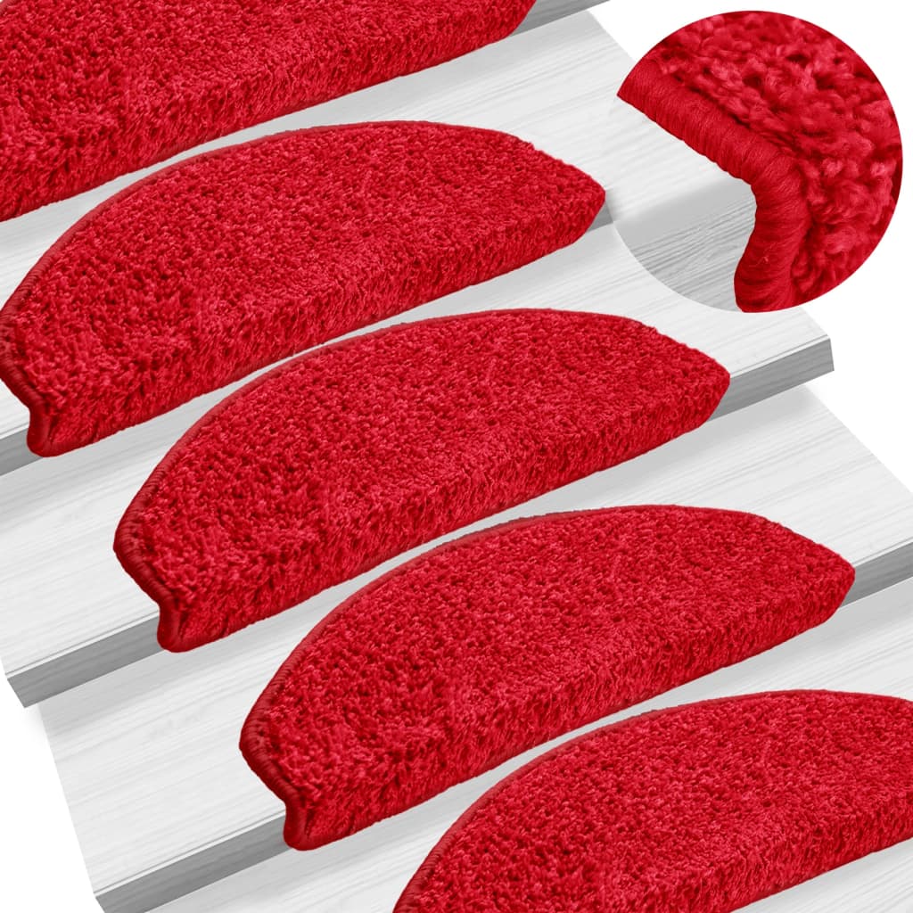 Stair mats 10 pieces 65x21x4 cm red