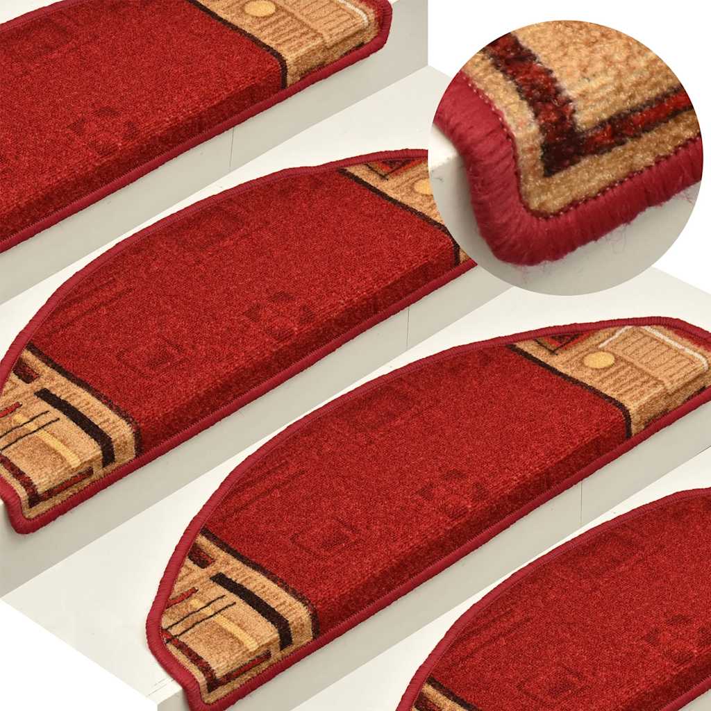 Self-adhesive stair mats, 5 pieces, 65 x 21 x 4 cm, red