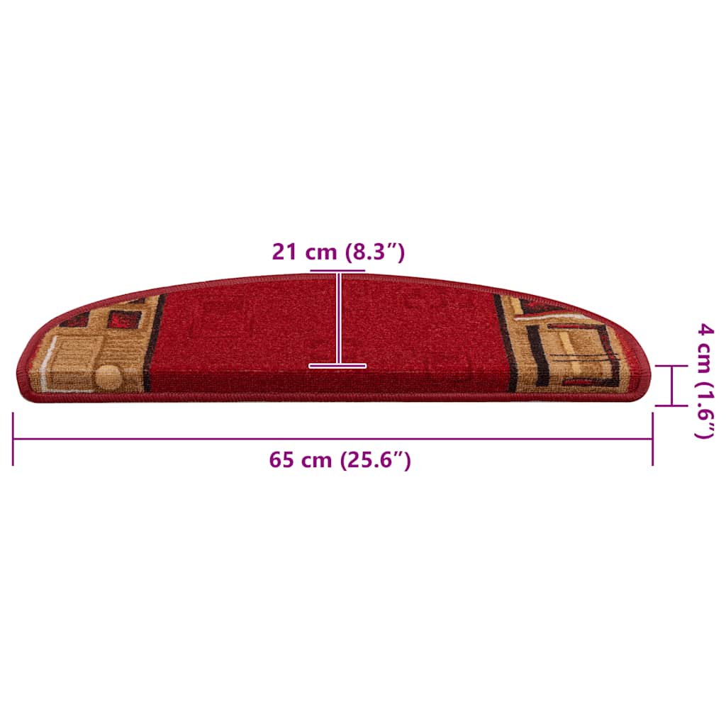 Self-adhesive stair mats, 5 pieces, 65 x 21 x 4 cm, red