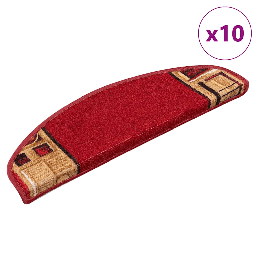 Self-adhesive stair mats, 10 pieces, 65 x 21 x 4 cm, red