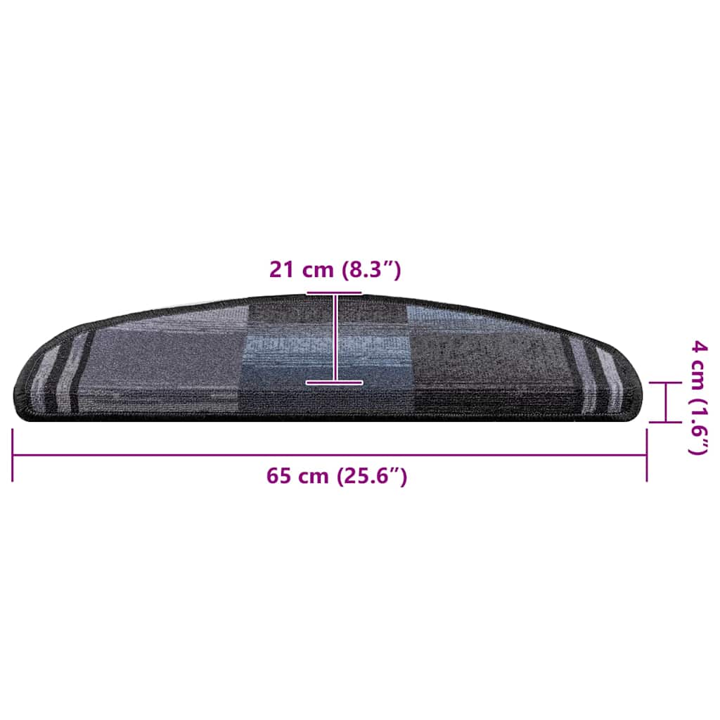 Self-adhesive stair mats, 5 pieces, 65 x 21 x 4 cm, black and grey