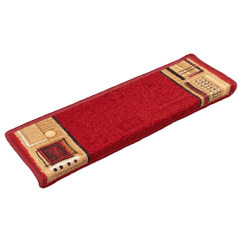 Self-adhesive stair mats, 10 pieces, 65 x 21 x 4 cm, red