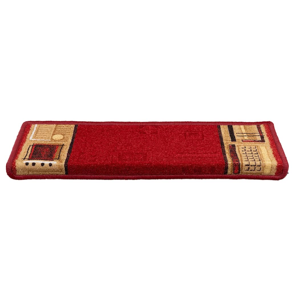 Self-adhesive stair mats, 10 pieces, 65 x 21 x 4 cm, red