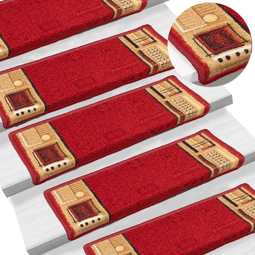 Self-adhesive stair mats, 10 pieces, 65 x 21 x 4 cm, red