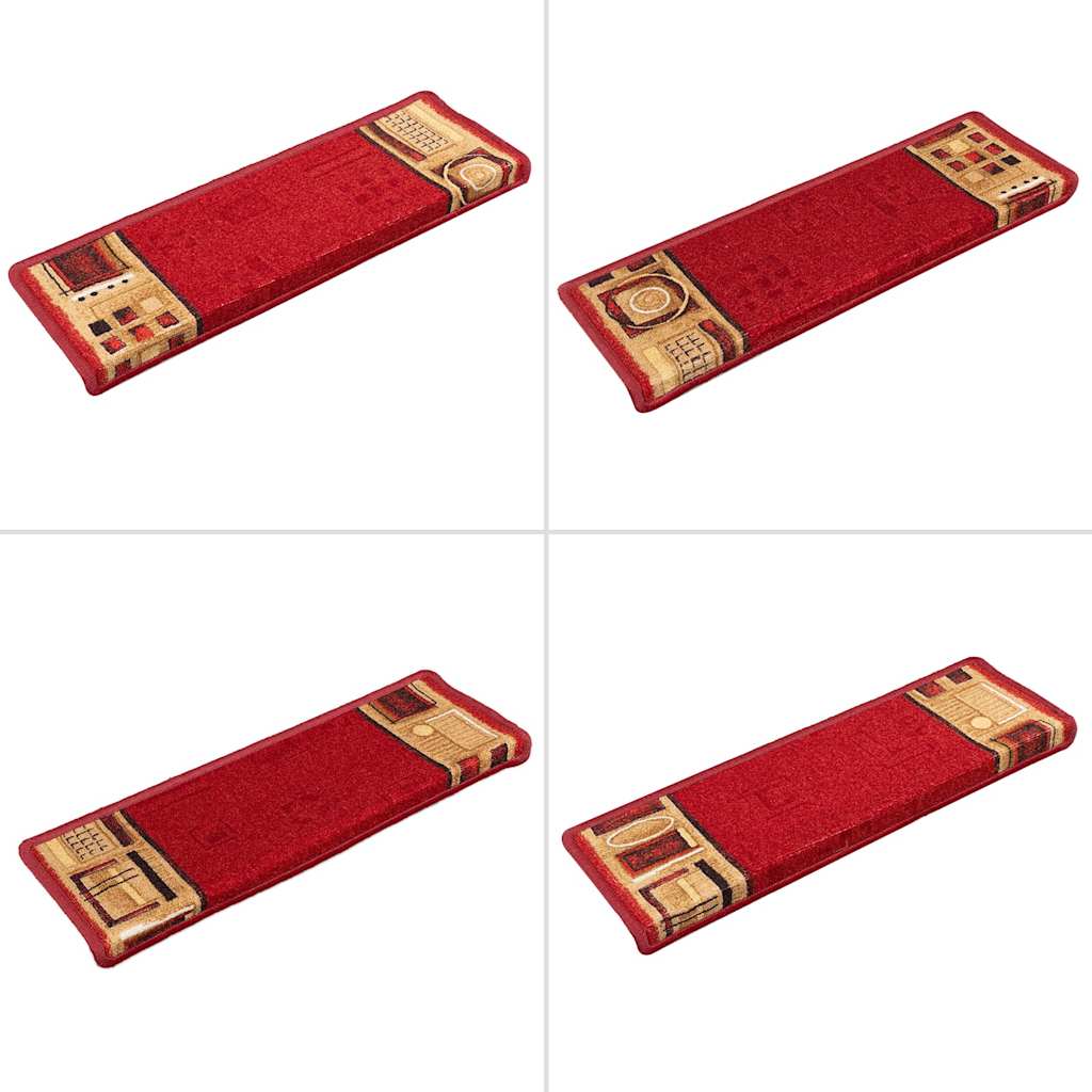 Self-adhesive stair mats, 10 pieces, 65 x 21 x 4 cm, red