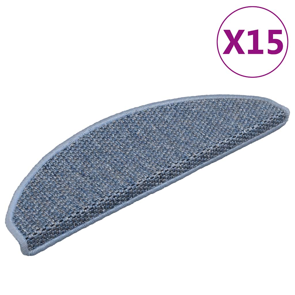 Treppenmatten Selbstklebend Sisal-Optik 15 Stk. 65x21x4 cm Blau