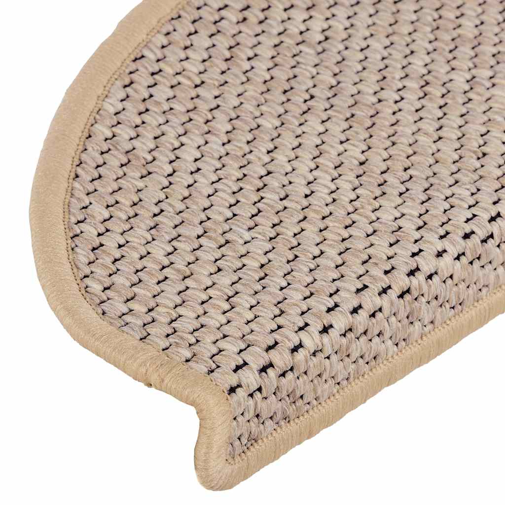 Stair mats self-adhesive sisal 15 pieces 65x21x4 cm light beige