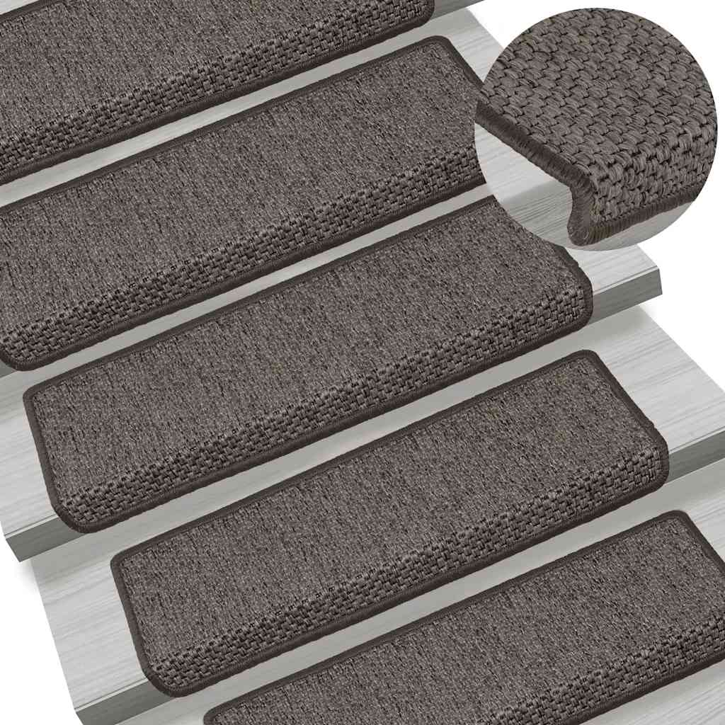 Treppenmatten Selbstklebend Sisal 15Stk. 65x21x4cm Grau & Beige