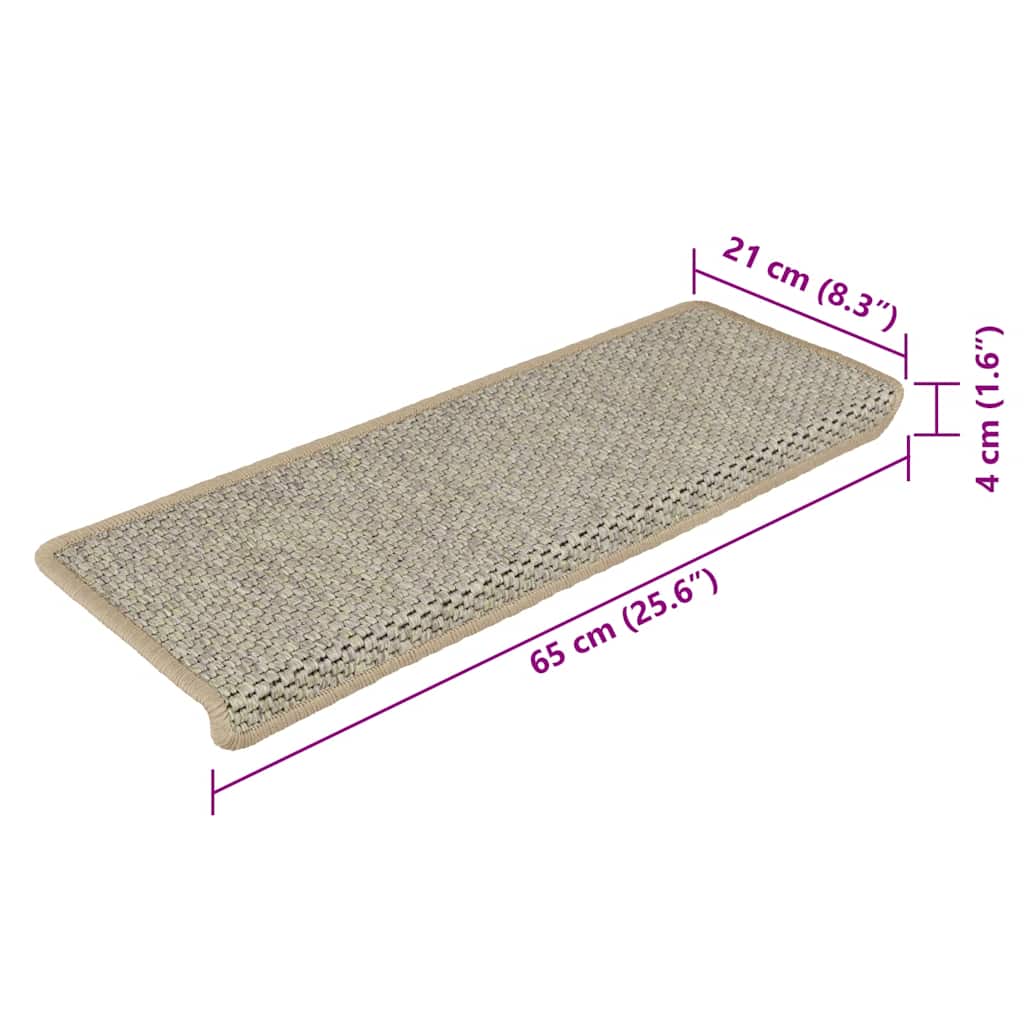 Treppenmatten Selbstklebend Sisal-Look 15 Stk 65x21x4 Grün