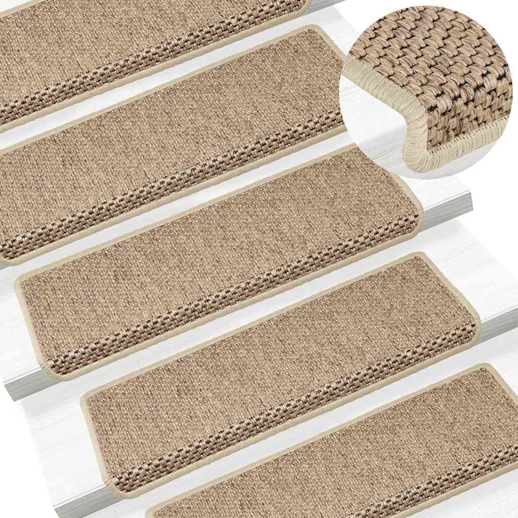Treppenmatten Selbstklebend Sisal-Optik 15 Stk. 65x21x4 cm Sand
