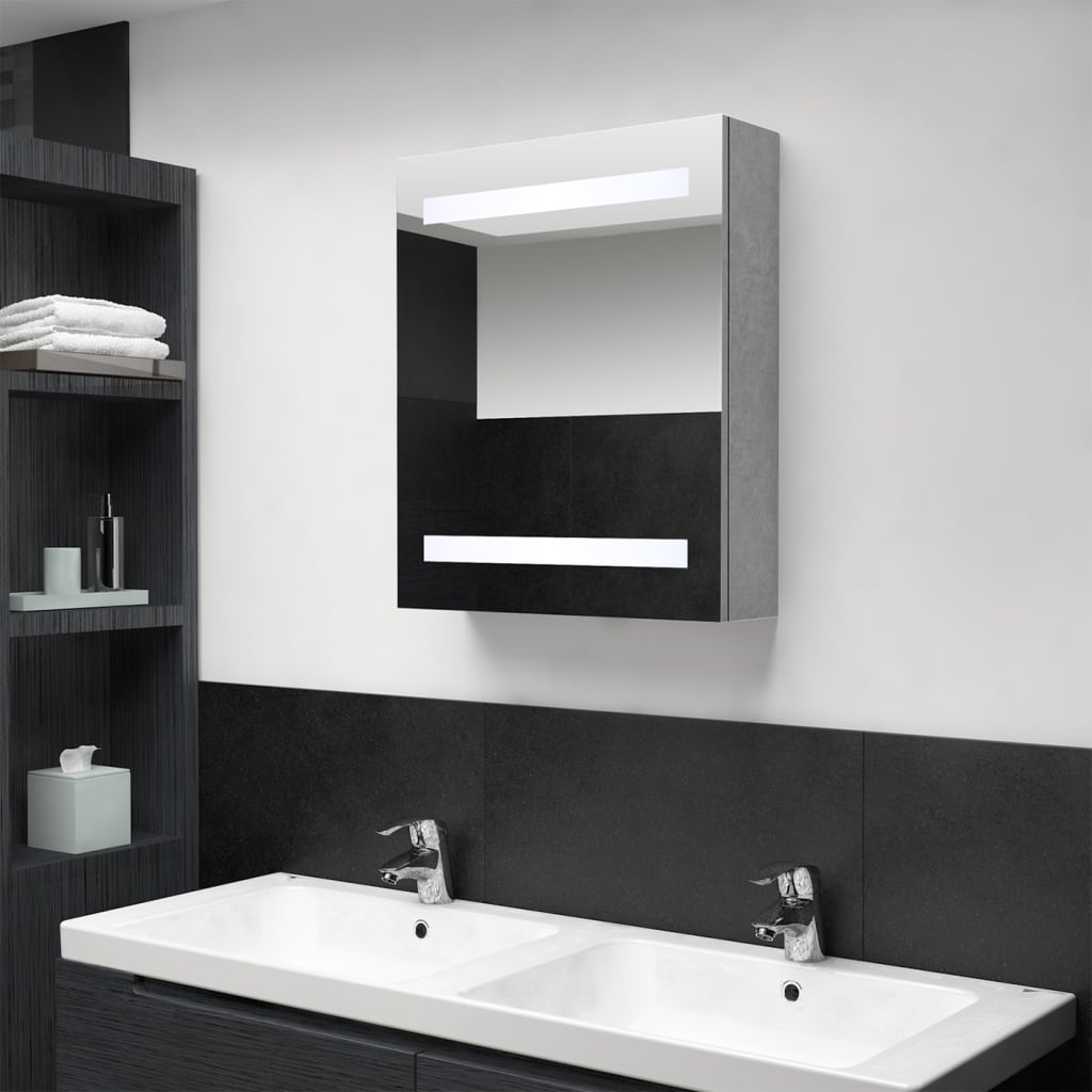LED bathroom mirror cabinet concrete grey 50x14x60 cm