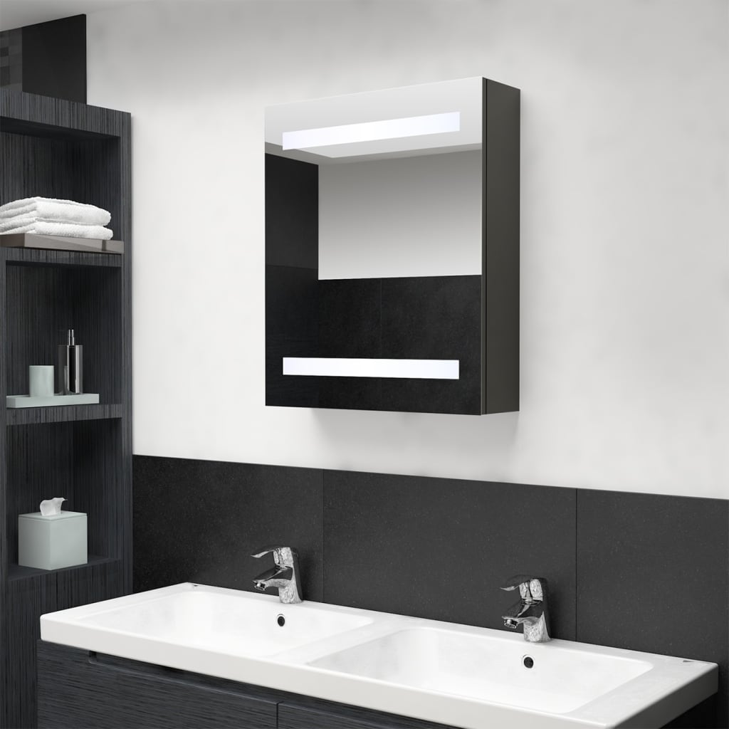 LED bathroom mirror cabinet anthracite 50x14x60 cm