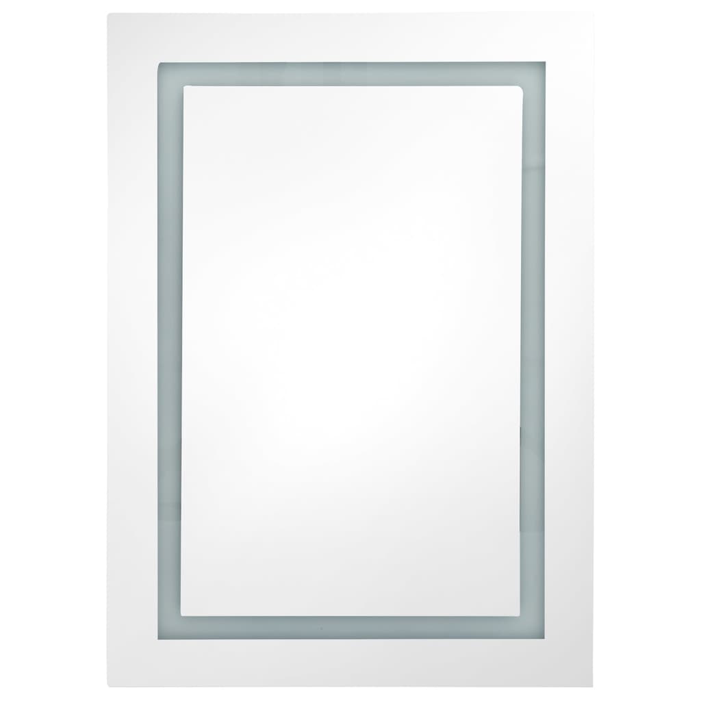 LED mirror cabinet for the bathroom in white and oak look, 50 x 13 x 70 cm