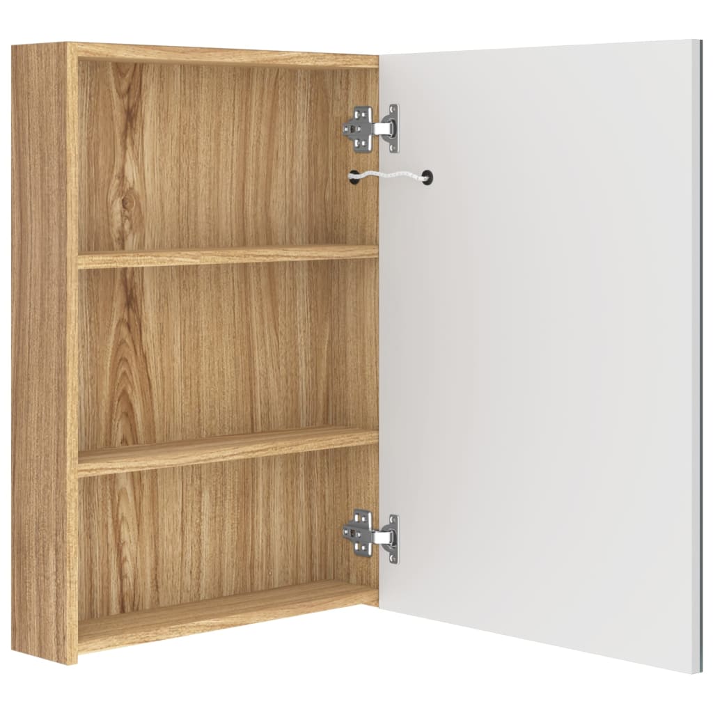 LED mirror cabinet for the bathroom in white and oak look, 50 x 13 x 70 cm