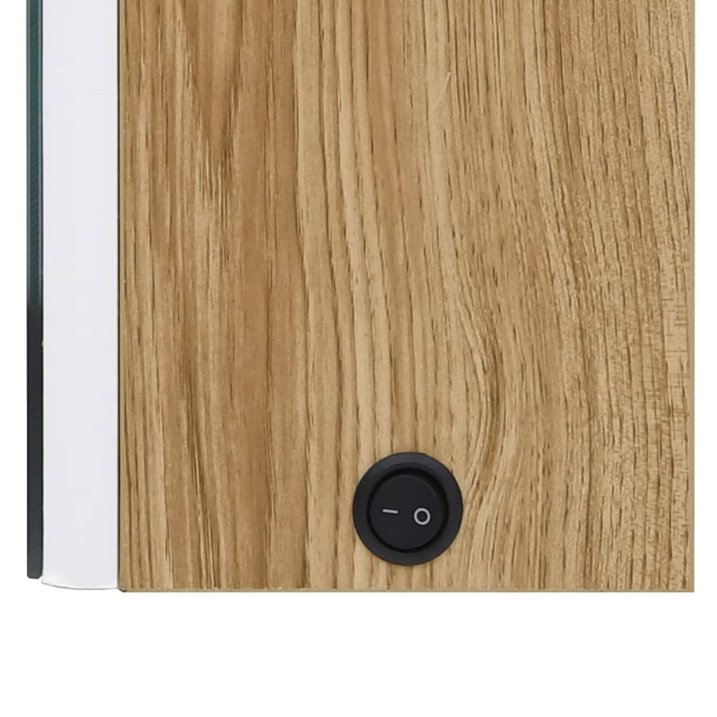 LED mirror cabinet for the bathroom in white and oak look, 50 x 13 x 70 cm