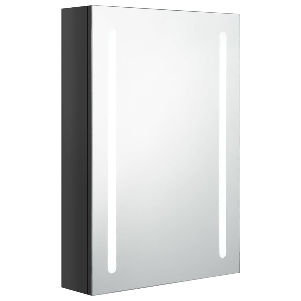 LED mirror cabinet for the bathroom, glossy black, 50 x 13 x 70 cm
