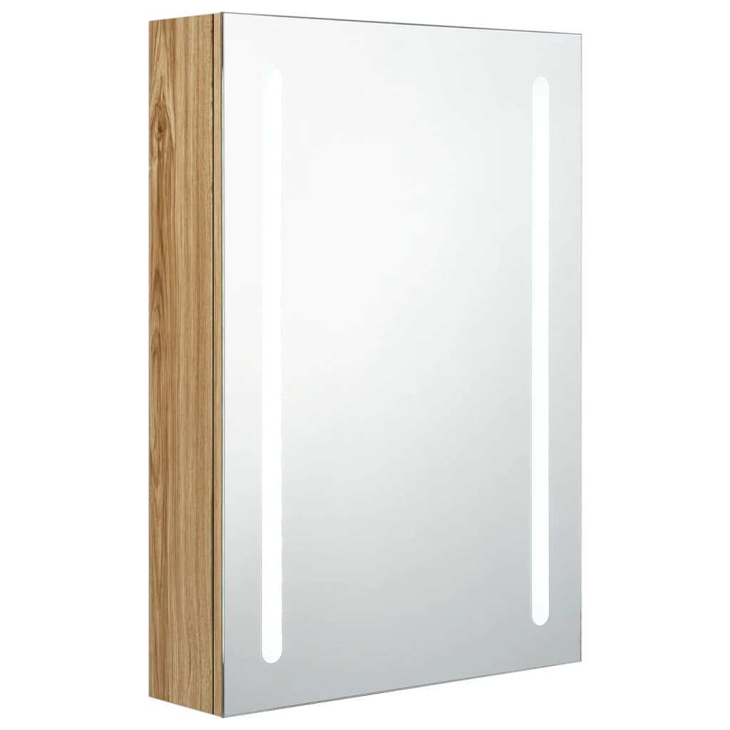 LED bathroom mirror cabinet oak look 50x13x70 cm