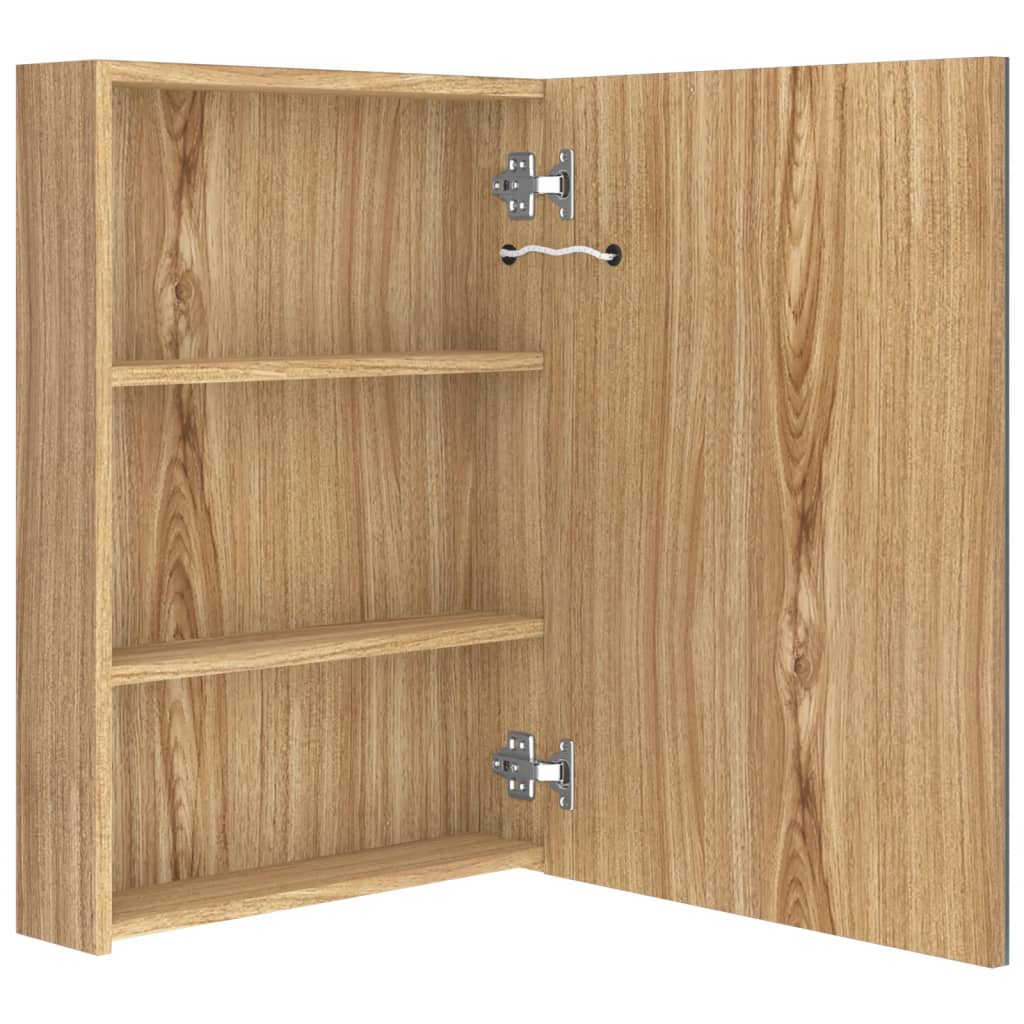 LED-Bad-Spiegelschrank Eichenoptik 50x13x70 cm