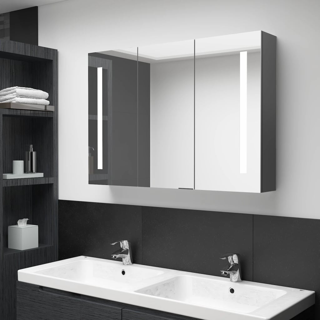 LED mirror cabinet for the bathroom 89x14x62 cm gray
