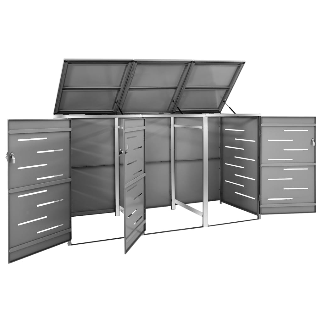 Mülltonnenbox für 3 Tonnen 207x77,5x112,5 cm Edelstahl