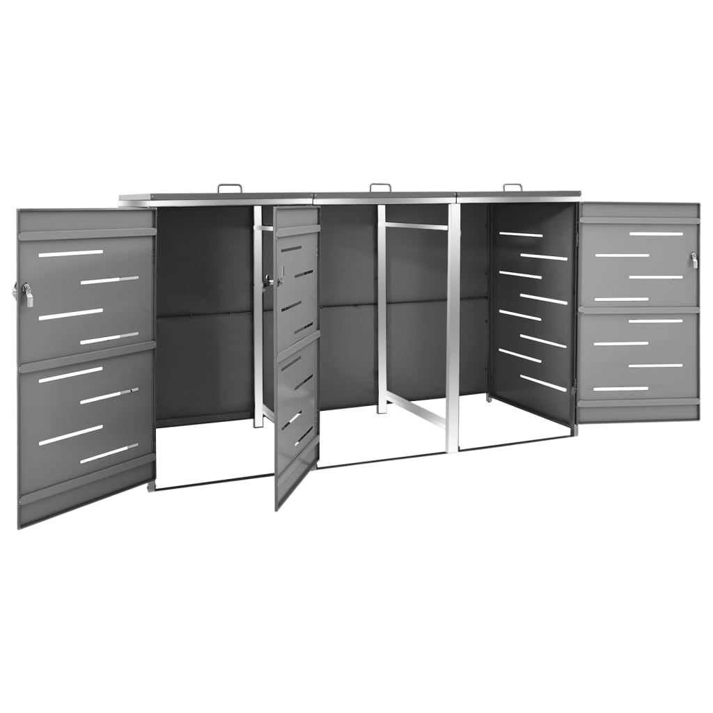 Mülltonnenbox für 3 Tonnen 207x77,5x112,5 cm Edelstahl