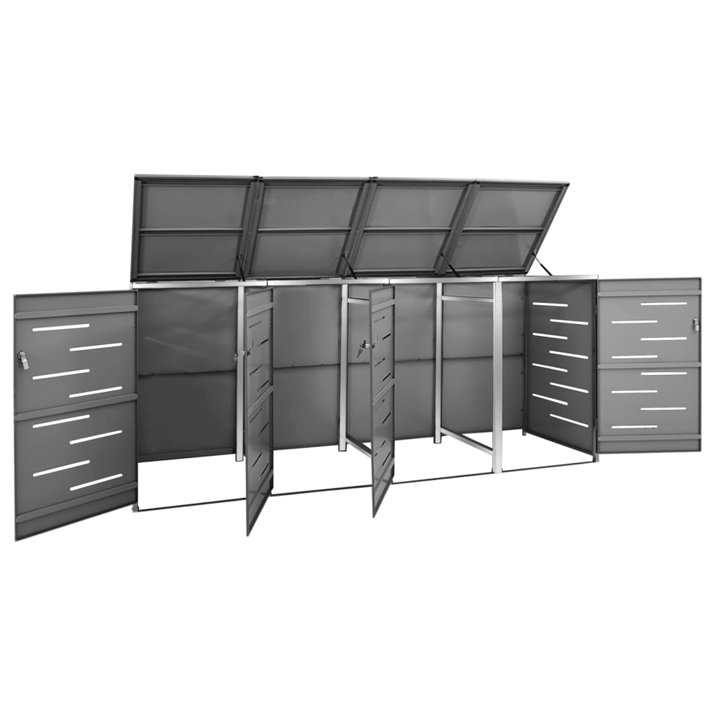 Mülltonnenbox für 4 Tonnen 276,5x77,5x112,5 cm Edelstahl