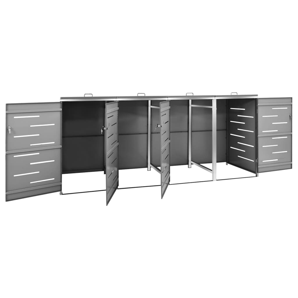 Mülltonnenbox für 4 Tonnen 276,5x77,5x112,5 cm Edelstahl