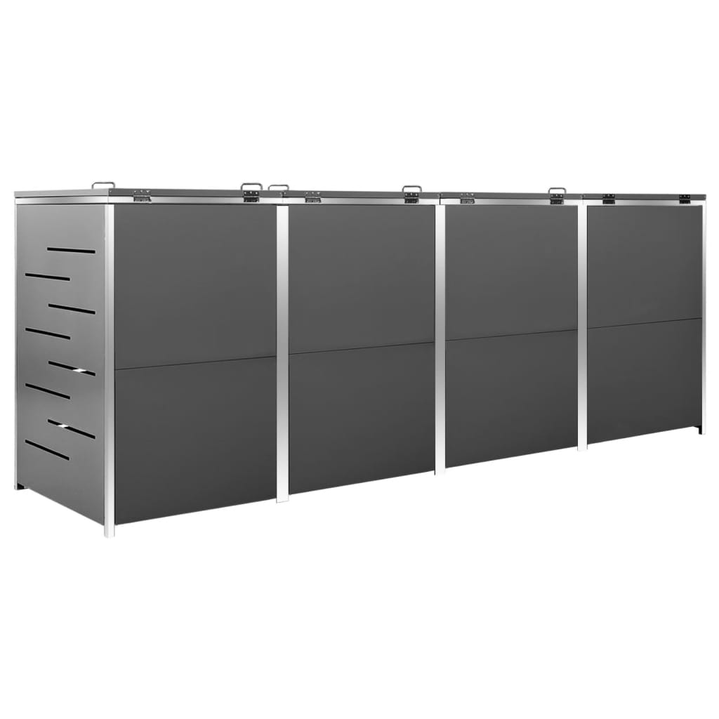 Mülltonnenbox für 4 Tonnen 276,5x77,5x112,5 cm Edelstahl