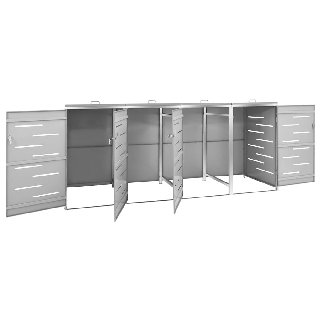 Mülltonnenbox für 4 Tonnen 276,5x77,5x112,5 cm Edelstahl