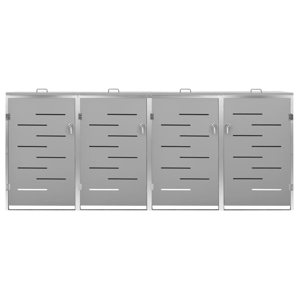 Mülltonnenbox für 4 Tonnen 276,5x77,5x112,5 cm Edelstahl