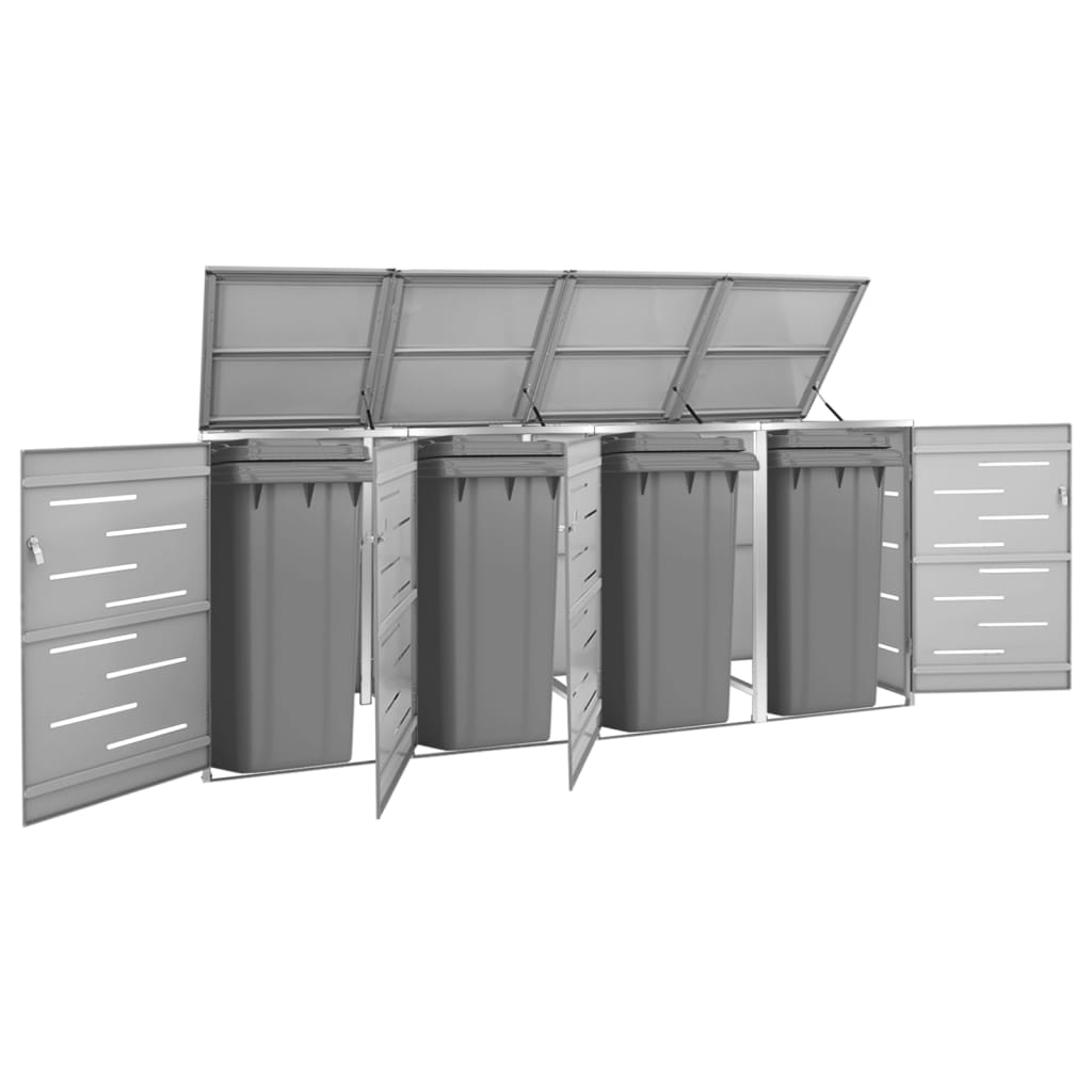 Mülltonnenbox für 4 Tonnen 276,5x77,5x112,5 cm Edelstahl