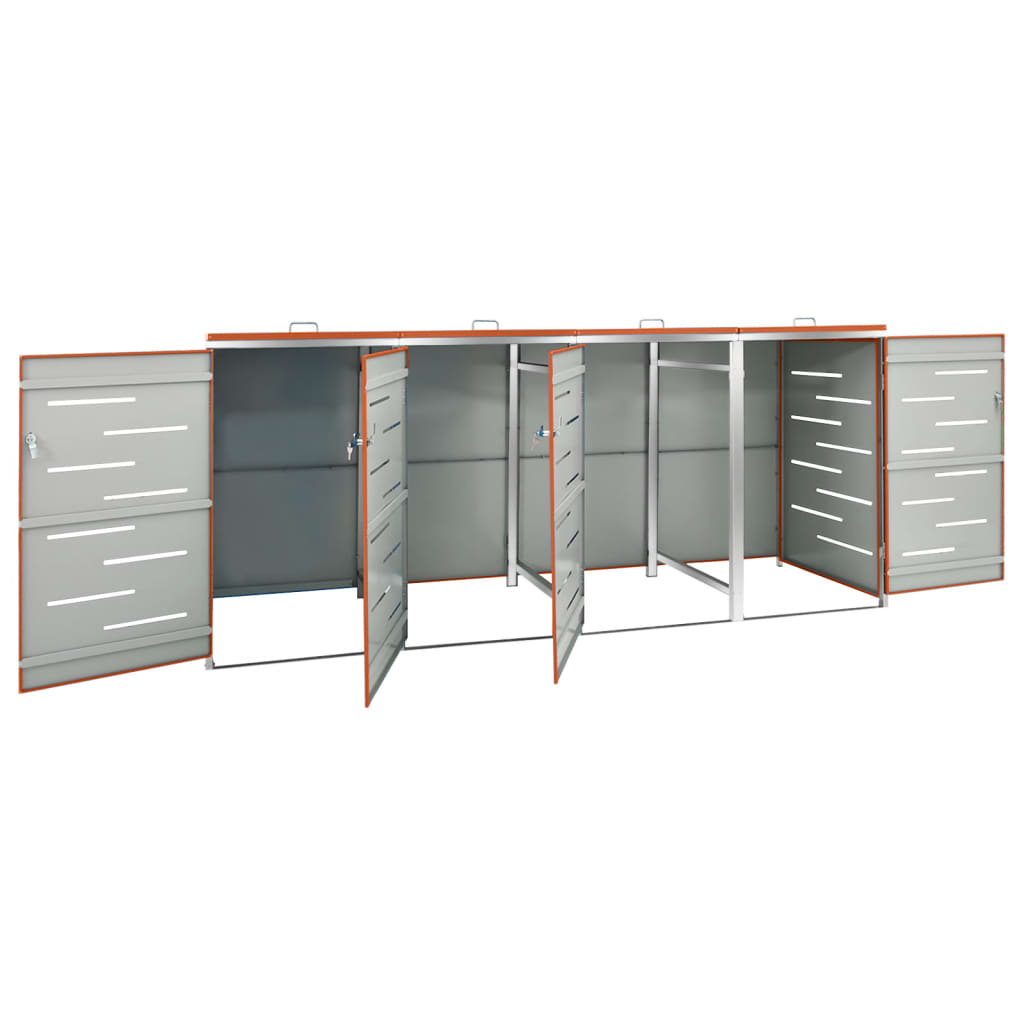 Mülltonnenbox für 4 Tonnen 276,5x77,5x112,5 cm Edelstahl
